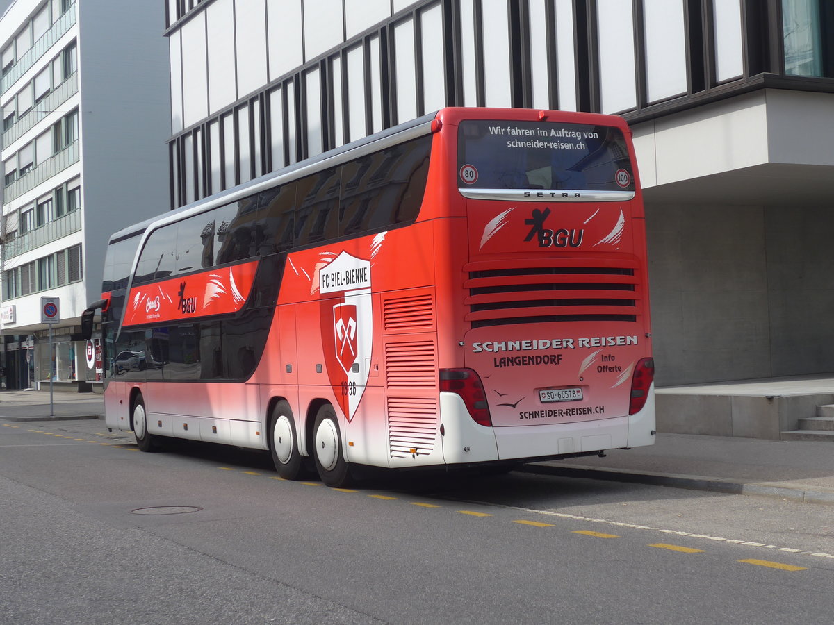 (223'958) - BGU Grenchen - Nr. 9/SO 66'578 - Setra (ex Blaguss, A-Wien) am 4. Mrz 2021 beim Hauptbahnhof Solothurn