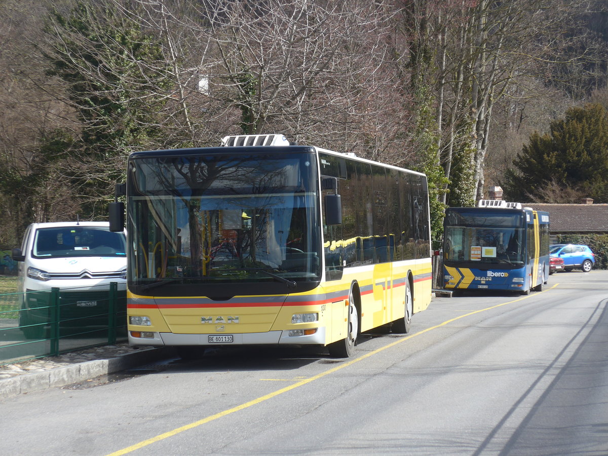 (224'055) - STI Thun - Nr. 130/BE 801'130 - MAN am 12. Mrz 2021 bei der Schifflndte Thun