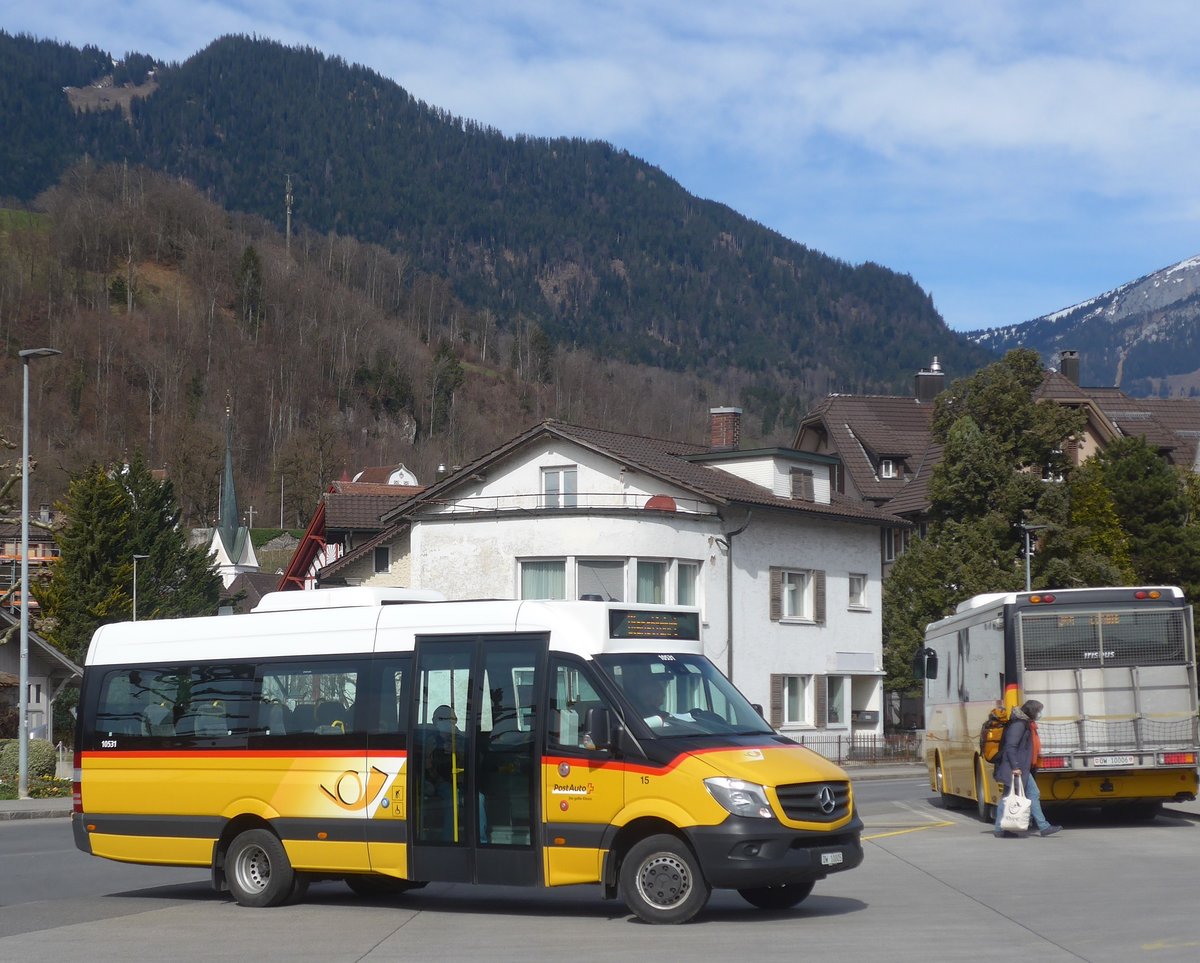 (224'063) - PostAuto Zentralschweiz - Nr. 15/OW 10'005 - Mercedes (ex Dillier, Sarnen Nr. 15) am 13. Mrz 2021 beim Bahnhof Sarnen