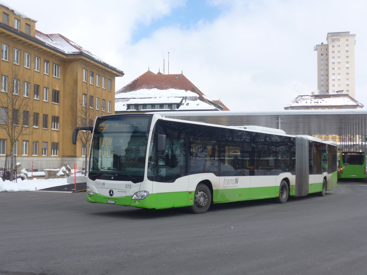 (224'281) - transN, La Chaux-de-Fonds - Nr. 372/NE 146'372 - Mercedes am 20. Mrz 2021 beim Bahnhof La Chaux-de-Fonds