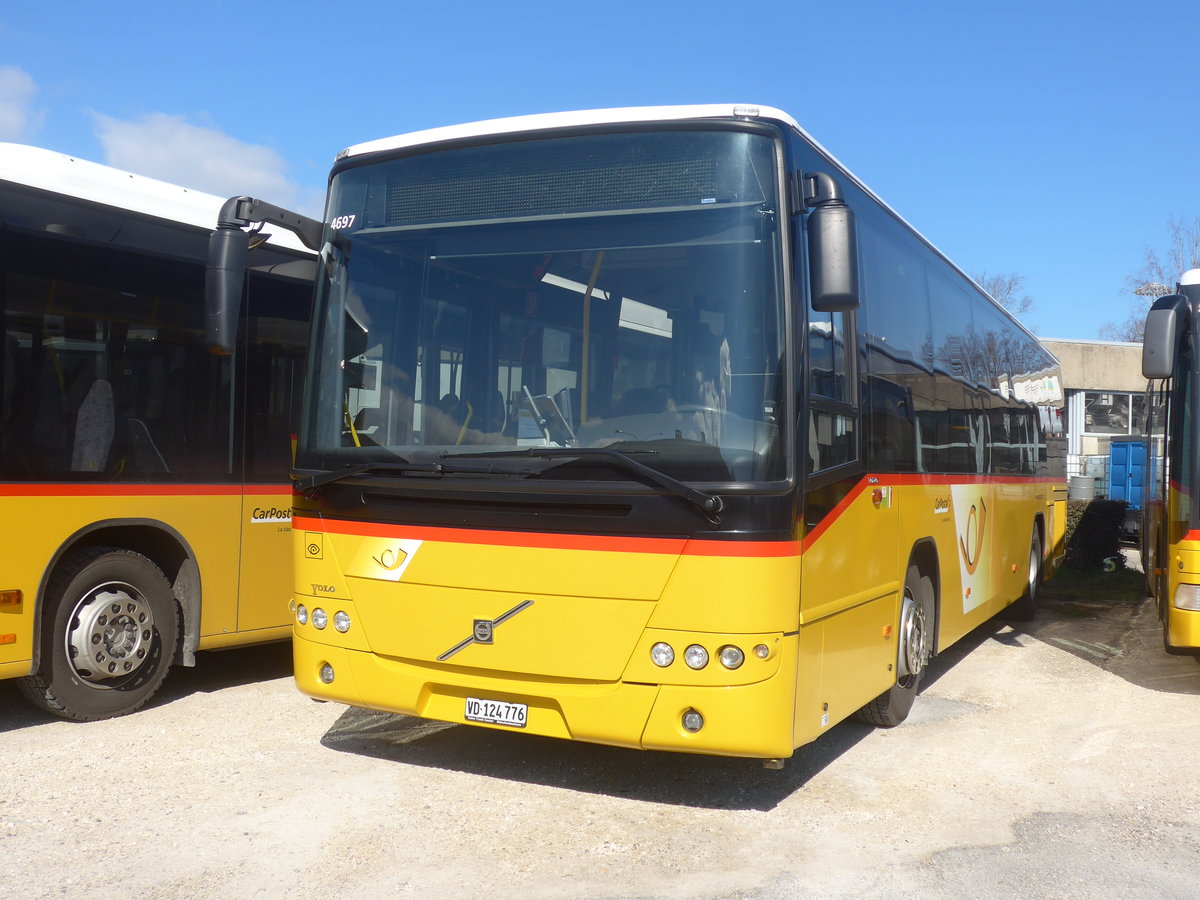 (224'312) - CarPostal Ouest - VD 124'776 - Volvo am 20. Mrz 2021 in Yverdon, Garage