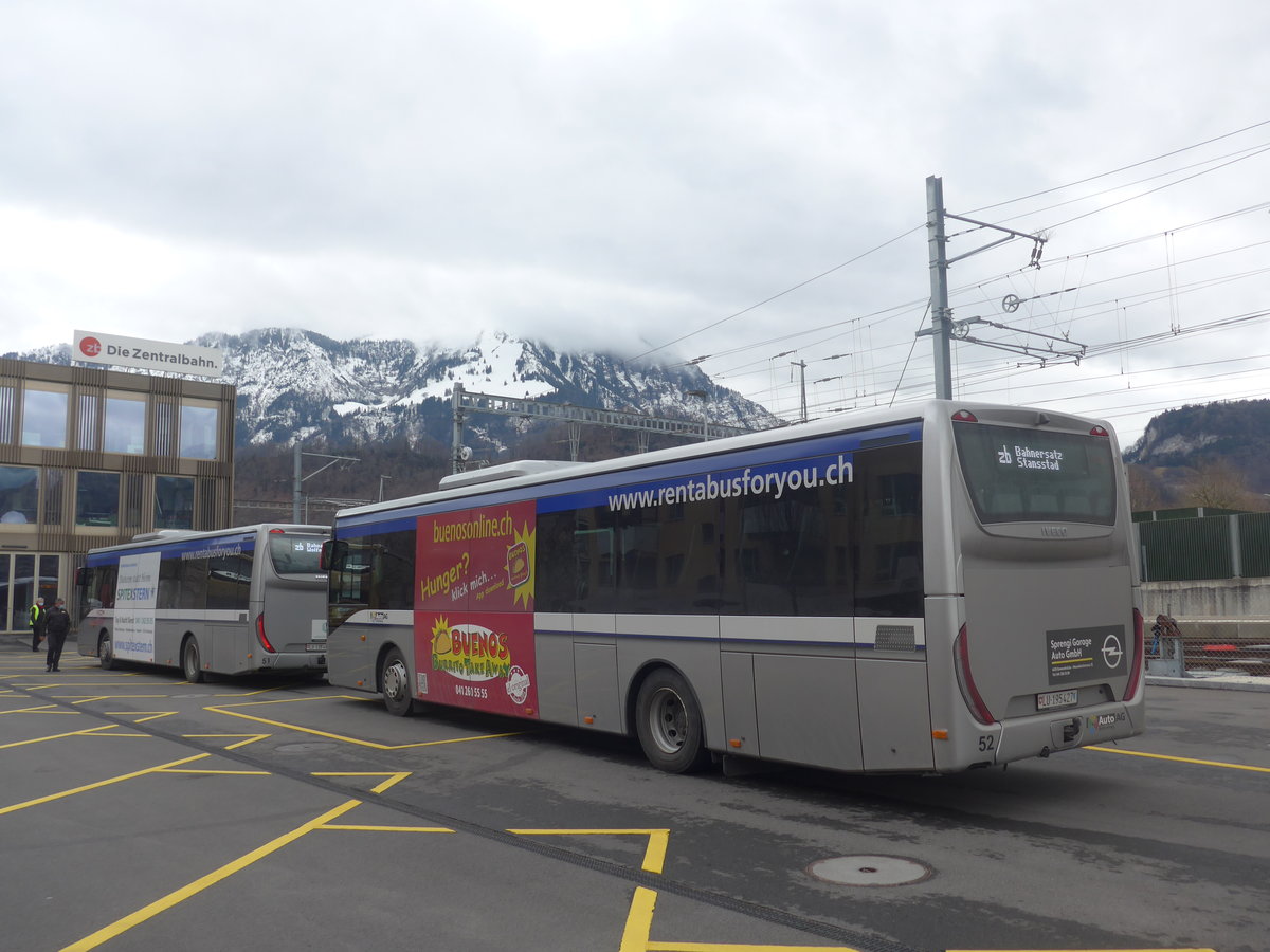 (224'437) - AAGR rothenburg - Nr. 52/LU 195'427 - Iveco am 27. Mrz 2021 beim Bahnhof Stansstad