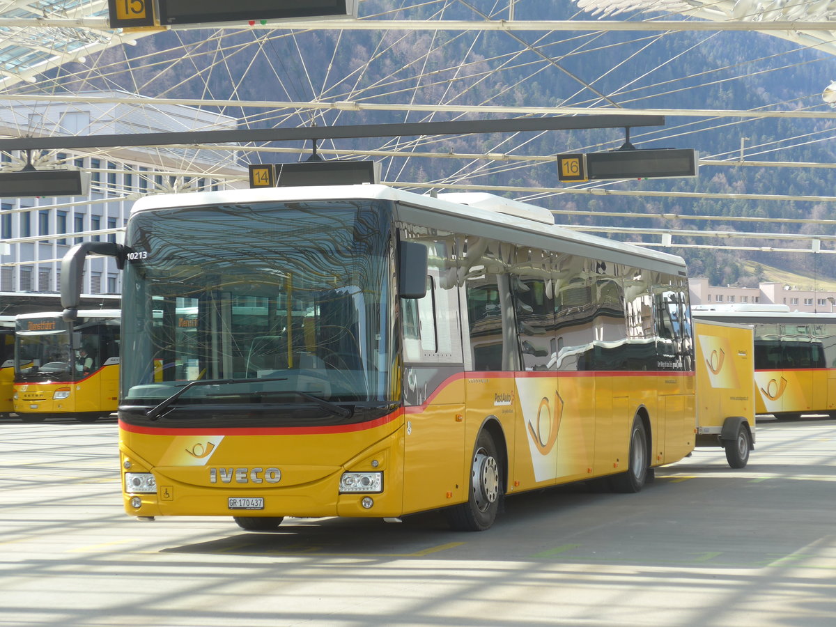 (224'516) - PostAuto Graubnden - GR 170'437 - Iveco am 28. Mrz 2021 in Chur, Postautostation