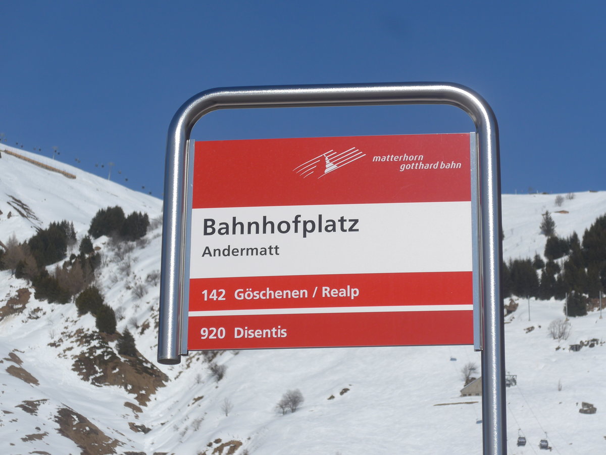 (224'544) - MGB-Haltestelle - Andermatt, Bahnhofplatz am 28. M�rz 2021