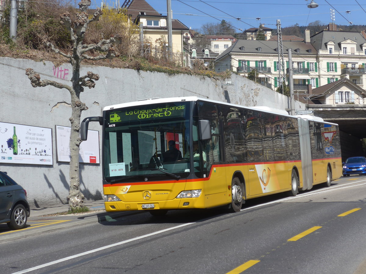 (224'581) - CarPostal Ouest - NE 165'362 - Mercedes (ex VD 386'069) am 29. Mrz 2021 in Neuchtel, Avenue de la Gare