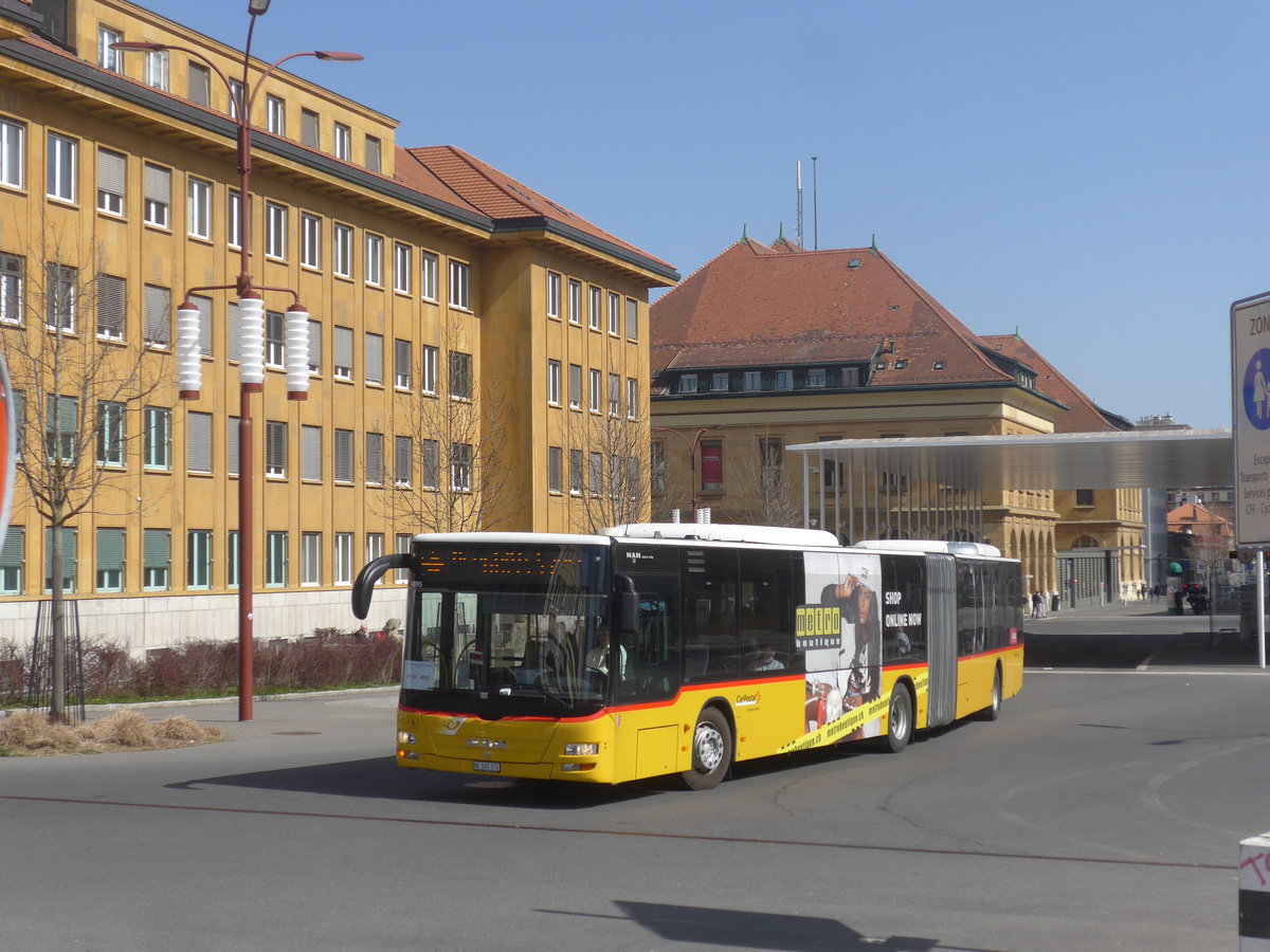 (224'701) - Buchard, Leytron - NE 165'374 - MAN (ex VS 141'737; ex Nr. 158) am 2. April 2021 beim Bahnhof La Chaux-de-Fonds (Einsatz CarPostal)