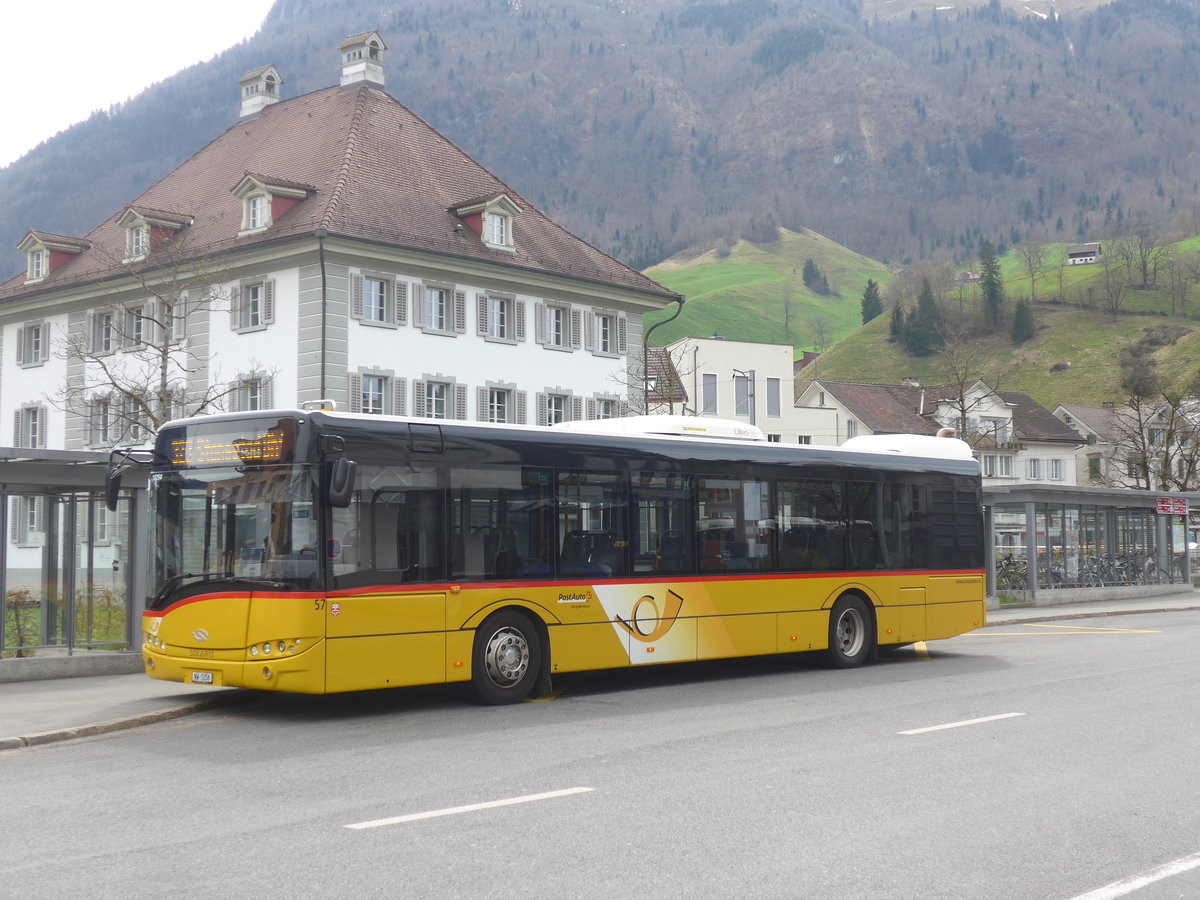 (224'845) - PostAuto Zentralschweiz - Nr. 57/NW 5258 - Solaris (ex Nr. 18; ex Thepra, Stans Nr. 18) am 5. April 2021 beim Bahnhof Stans
