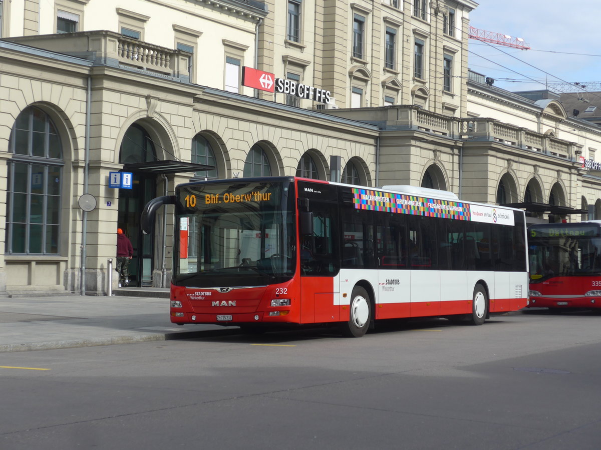 (224'892) - SW Winterthur - Nr. 232/ZH 725'232 - MAN am 11. April 2021 beim Hauptbahnhof Winterthur