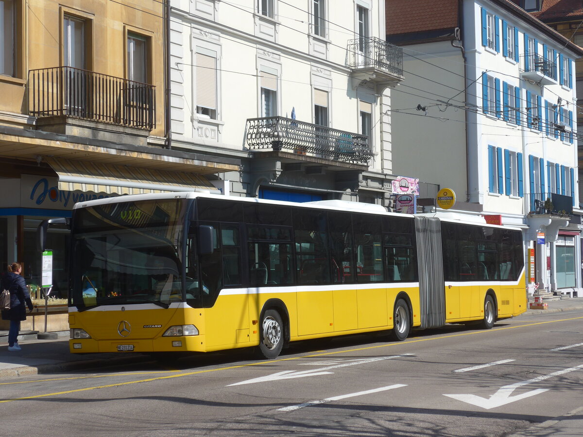 (225'048) - Interbus, Yverdon - Nr. 1214/NE 231'214 - Mercedes (ex BVB Basel Nr. 793; ex ASN Stadel Nr. 183) am 17. April 2021 beim Bahnhof La Chaux-de-Fonds (Einsatz CarPostal)