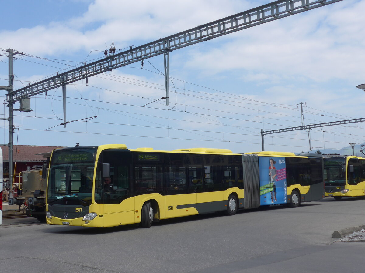 (225'315) - STI Thun - Nr. 166/BE 752'166 - Mercedes am 27. April 2021 beim Bahnhof Wimmis