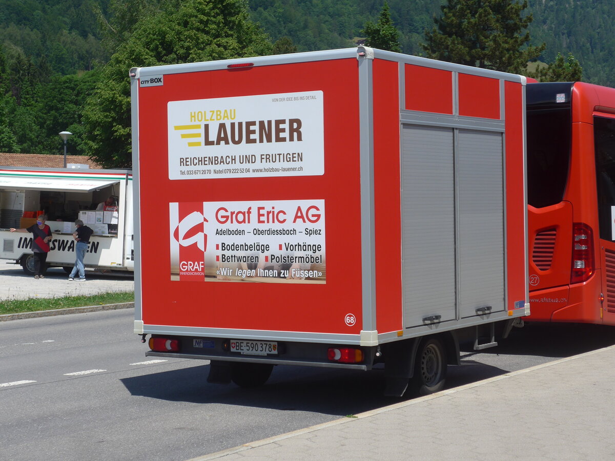 (225'949) - AFA Adelboden - Nr. 68/BE 590'378 - Niederhauser Gepckanhnger am 16. Juni 2021 beim Bahnhof Frutigen