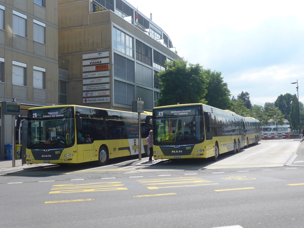 (226'572) - STI Thun - Nr. 601/BE 865'601 - MAN am 18. Juli 2021 beim Bahnhof Thun