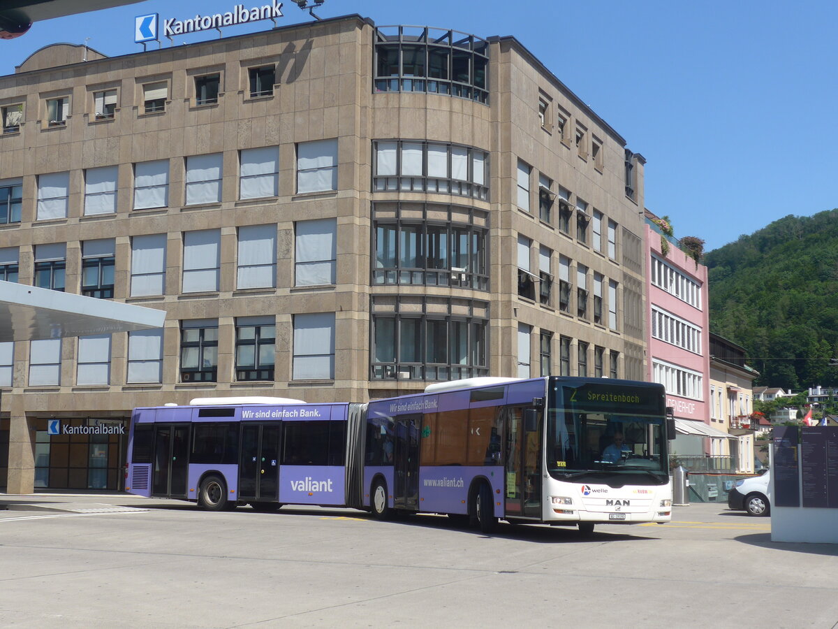 (226'592) - RVBW Wettingen - Nr. 168/AG 19'190 - MAN am 19. Juli 2021 beim Bahnhof Baden