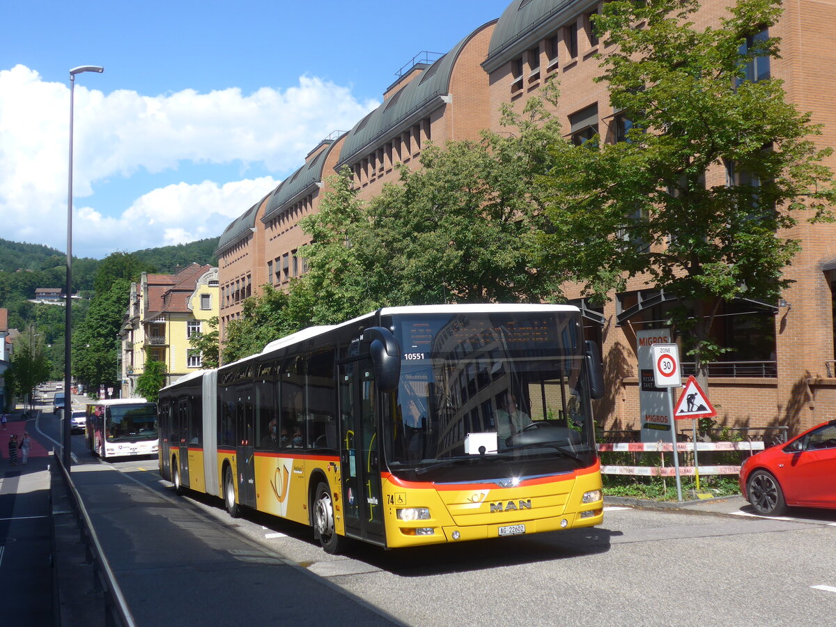 (226'619) - Steffen, Remetschwil - Nr. 74/AG 22'602 - MAN am 19. Juli 2021 beim Bahnhof Baden