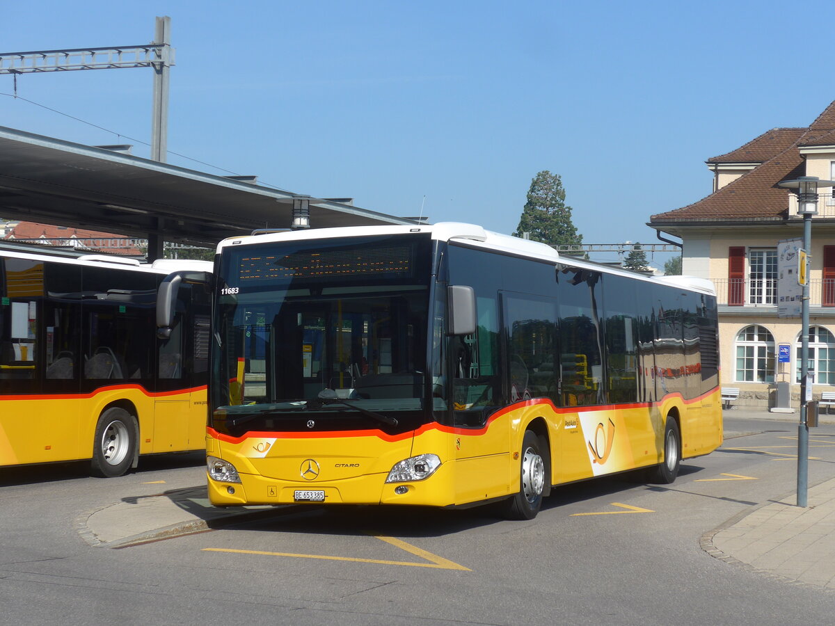 (226'630) - PostAuto Bern - BE 653'385 - Mercedes am 21. Juli 2021 beim Bahnhof Spiez