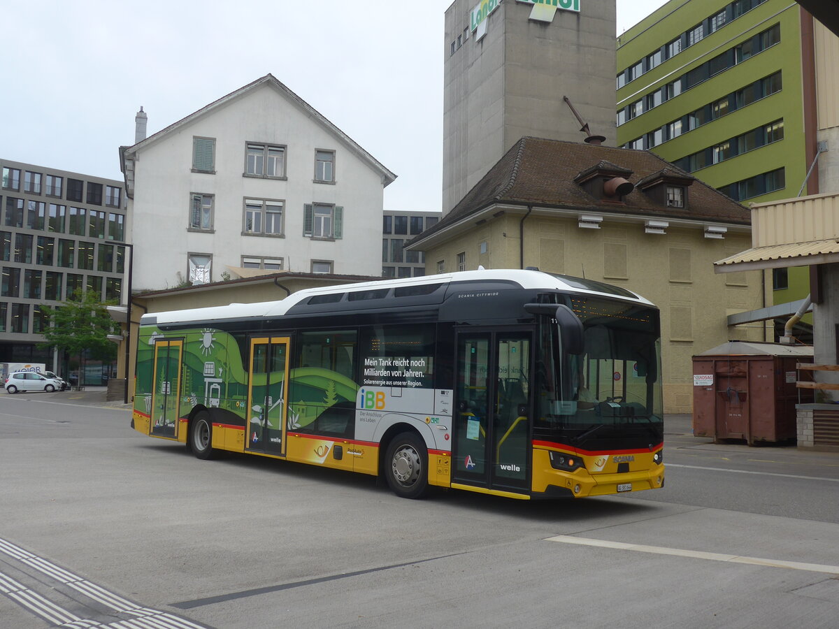 (227'198) - Voegtlin-Meyer, Brugg - AG 381'644 - Scania am 9. August 2021 beim Bahnhof Brugg