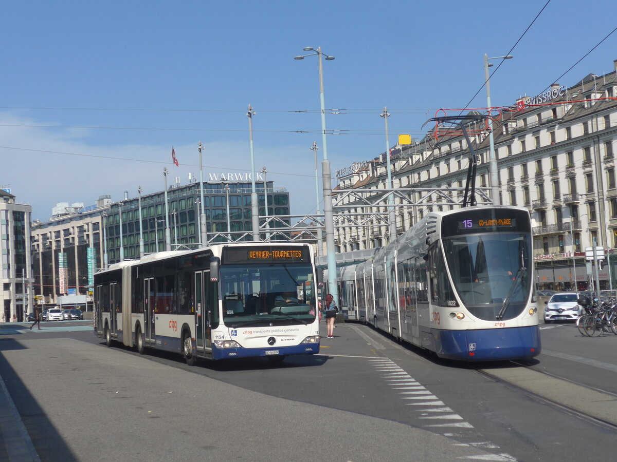 (227'348) - TPG Genve - Nr. 1134/GE 960'884 - Mercedes am 15. August 2021 beim Bahnhof Genve