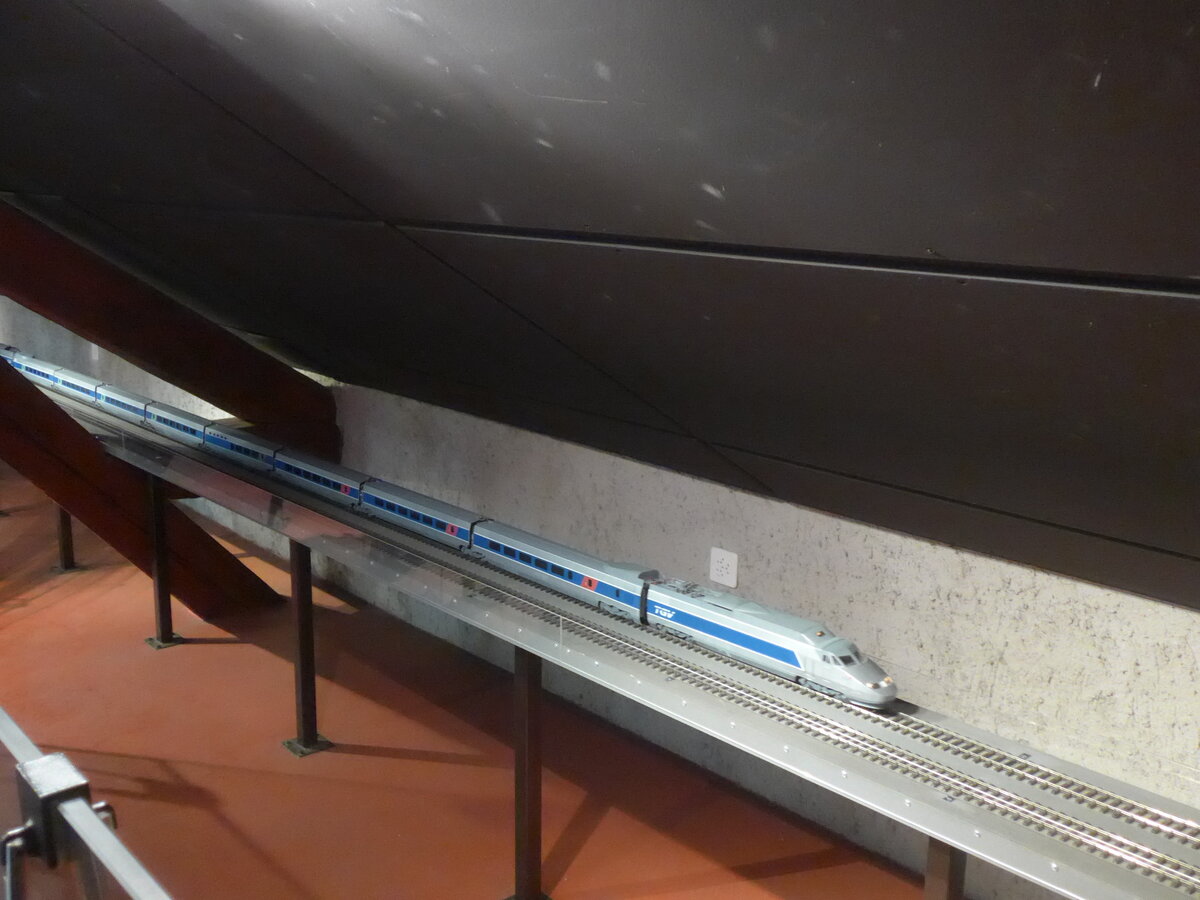 (227'566) - TGV-Modellzug unterwegs am 28. August 2021 in Vallorbe, Mus�e du fer et du chemin de fer