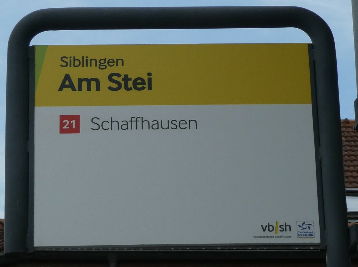 (228'394) - vb/sh-Haltestellenschild - Siblingen, Am Stei - am 26. September 2021