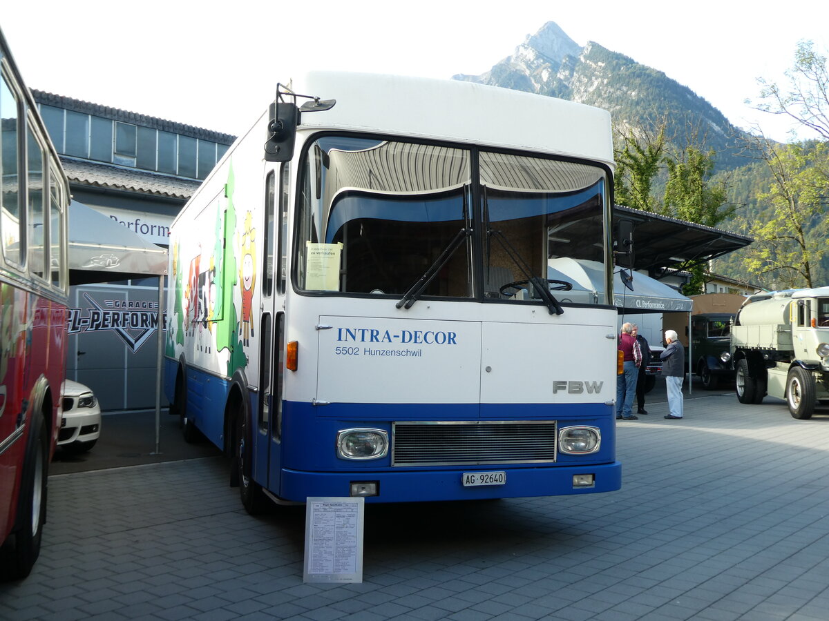 (228'505) - Intra-Decor, Hunzenschwil - AG 92'640 - FBW/FHS (ex Aargauische Zentral-Molkerei, Suhr; ex Coop, Pratteln) am 2. Oktober 2021 in Nfels, FBW-Museum 