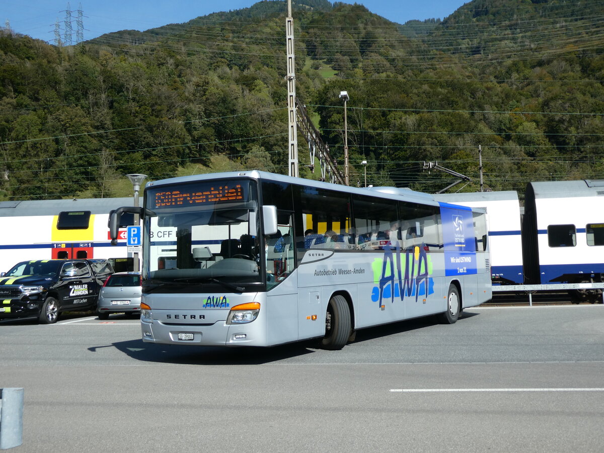 (228'602) - AWA Amden - Nr. 3/SG 39'003 - Setra am 2. Oktober 2021 beim Bahnhof Ziegelbrcke