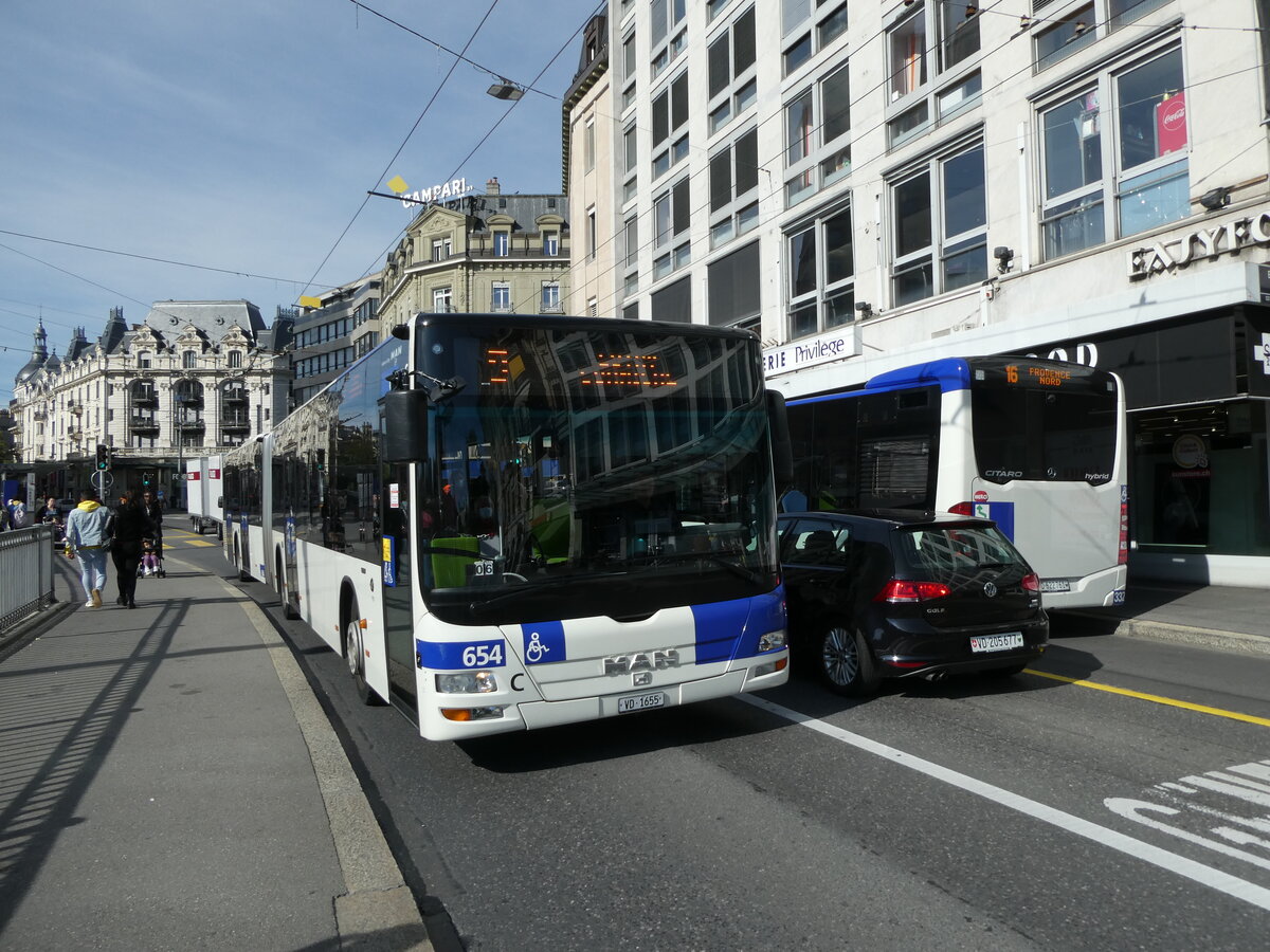 (228'894) - TL Lausanne - Nr. 654/VD 1655 - MAN am 11. Oktober 2021 in Lausanne, Bel-Air