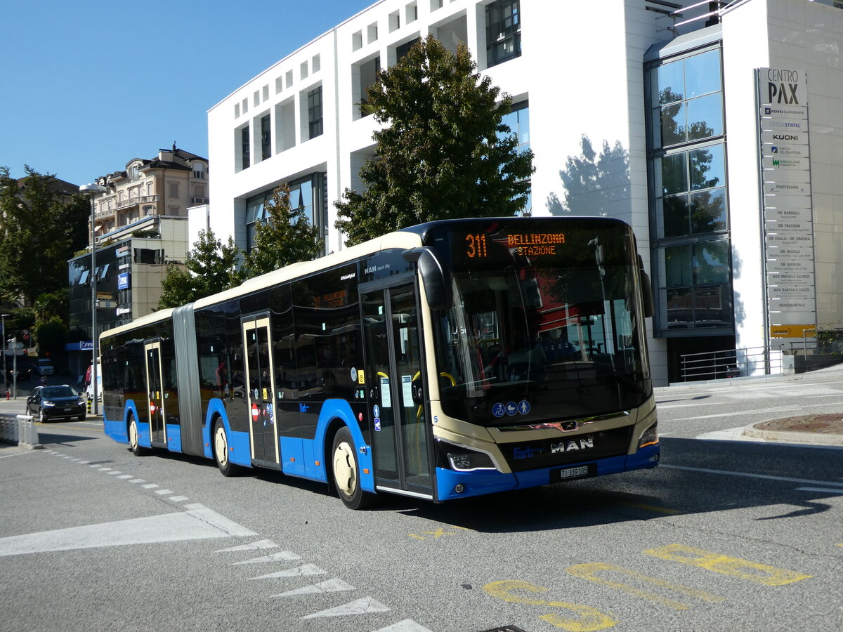 (229'172) - FART Locarno - Nr. 5/TI 339'105 - MAN am 14. Oktober 2021 beim Bahnhof Locarno