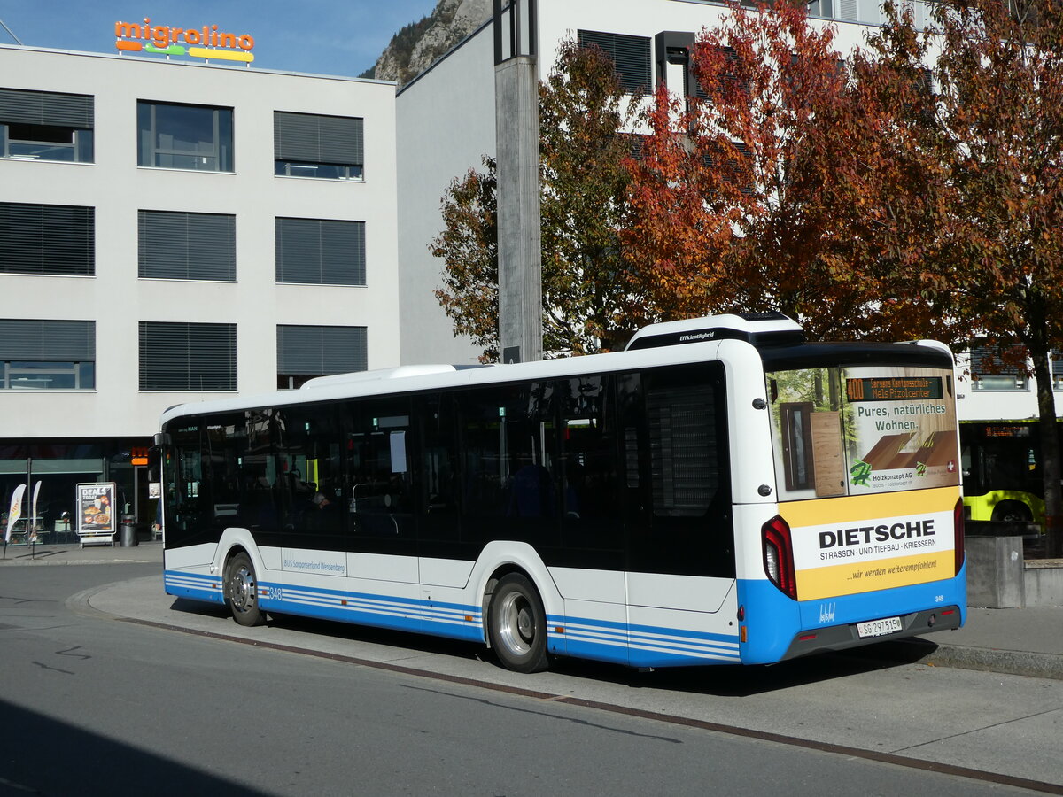 (229'481) - BSW Sargans - Nr. 348/SG 297'515 - MAN am 20. Oktober 2021 beim Bahnhof Sargans