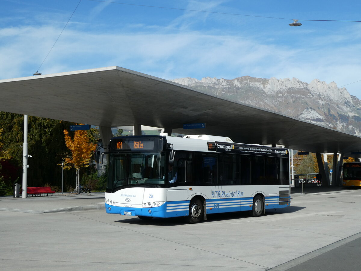 (229'502) - RTB Altsttten - Nr. 29/SG 376'719 - Solaris am 20. Oktober 2021 beim Bahnhof Buchs