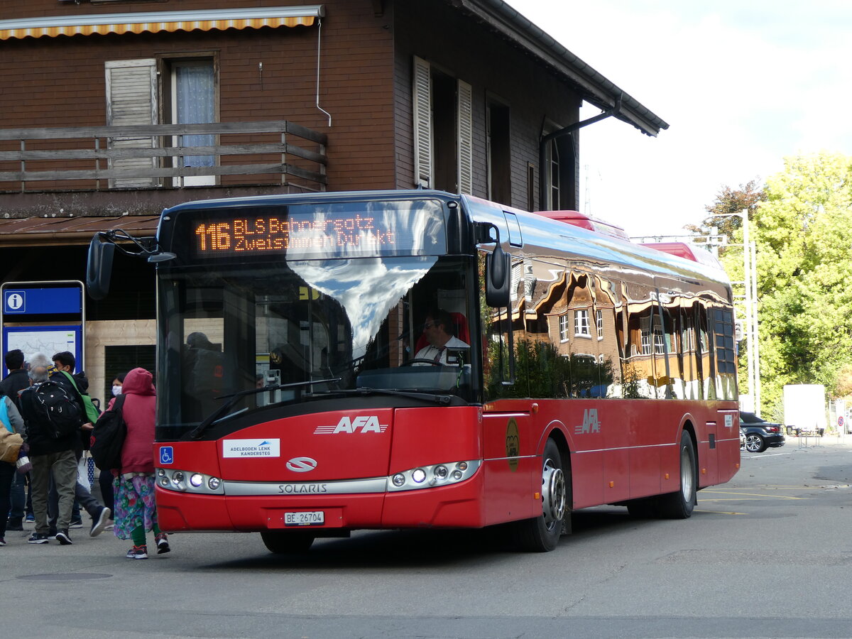 (229'563) - AFA Adelboden - Nr. 91/BE 26'704 - Solaris am 21. Oktober 2021 beim Bahnhof Wimmis