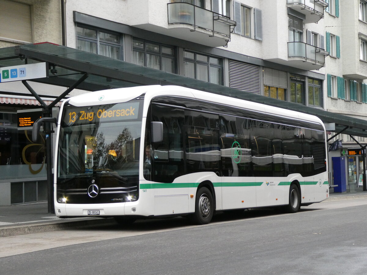 (229'585) - ZVB Zug - Nr. 141/ZG 88'141 - Mercedes am 22. Oktober 2021 beim Bahnhof Zug