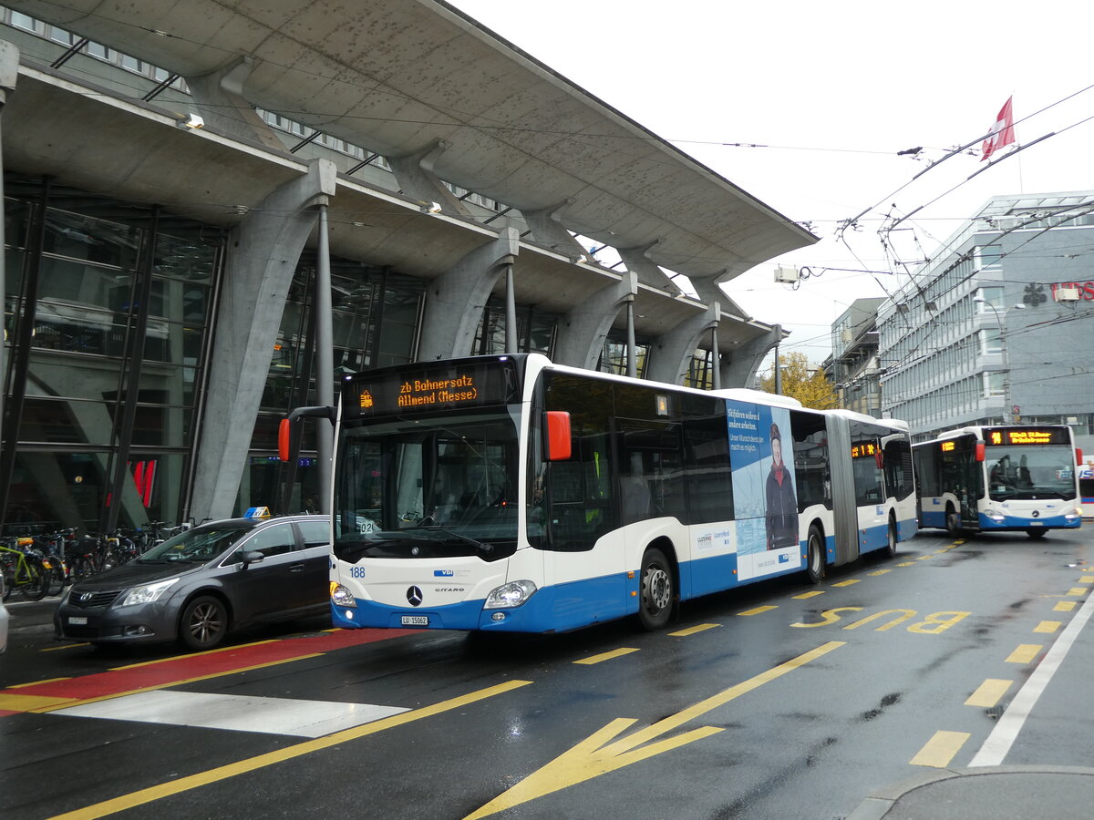 (229'691) - VBL Luzern - Nr. 188/LU 15'062 - Mercedes am 22. Oktober 2021 beim Bahnhof Luzern