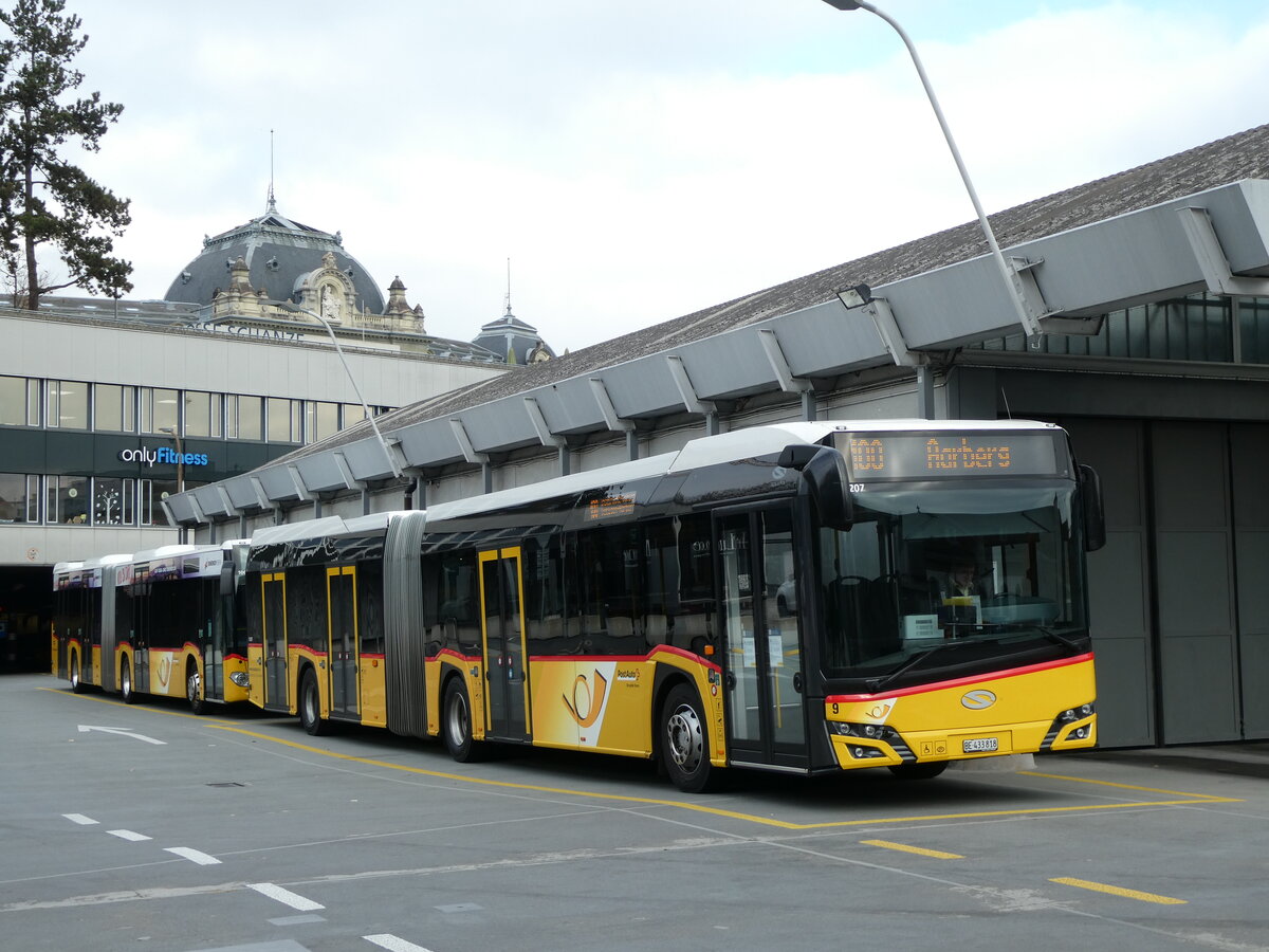 (230'215) - Steiner, Ortschwaben - Nr. 9/BE 433'818 - Solaris (ex AVA Biel Nr. 11) am 9. November 2021 in Bern, Postautostation