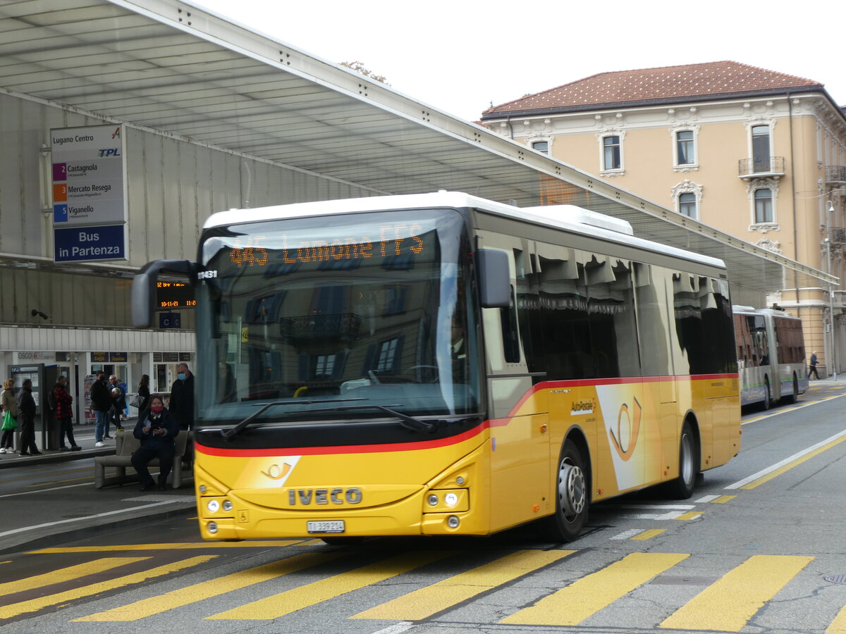 (230'350) - AutoPostale Ticino - TI 339'214 - Iveco am 10. November 2021 in Lugano, Centro