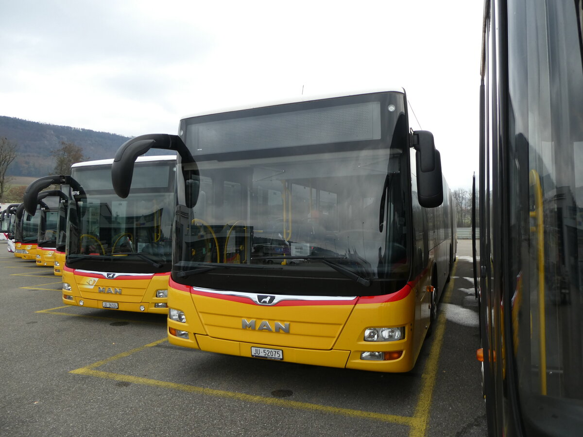 (230'598) - CarPostal Ouest - JU 52'075 - MAN (ex Nr. 35) am 13. November 2021 in Develier, Parkplatz