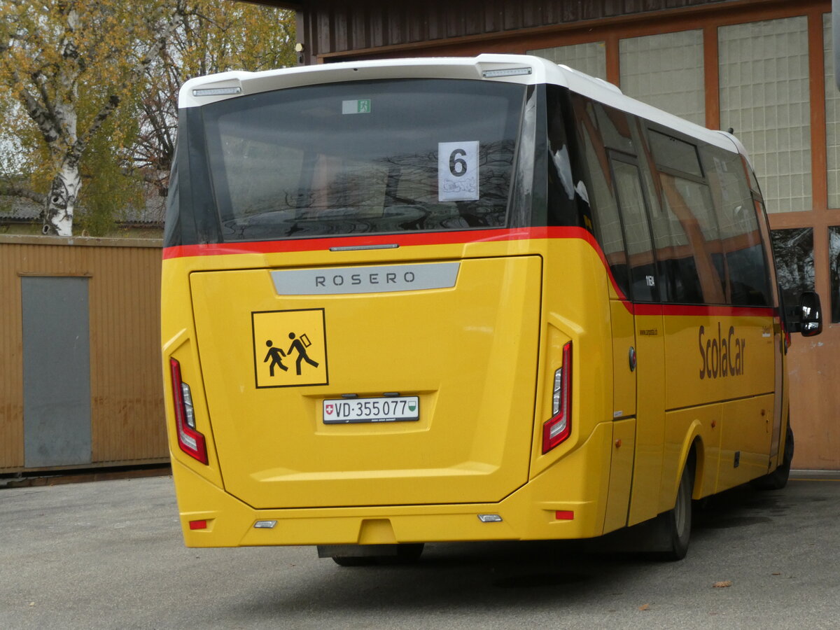 (230'684) - CarPostal Ouest - VD 355'077 - Iveco/Rosero am 13. November 2021 in Yverdon, Garage