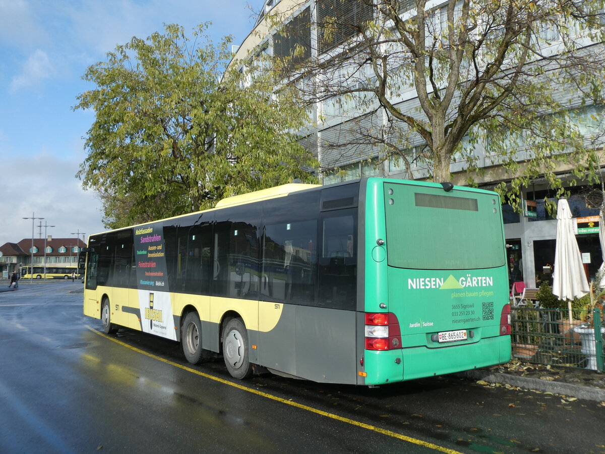 (230'927) - STI Thun - Nr. 602/BE 865'602 - MAN am 27. November 2021 bei der Schifflndte Thun