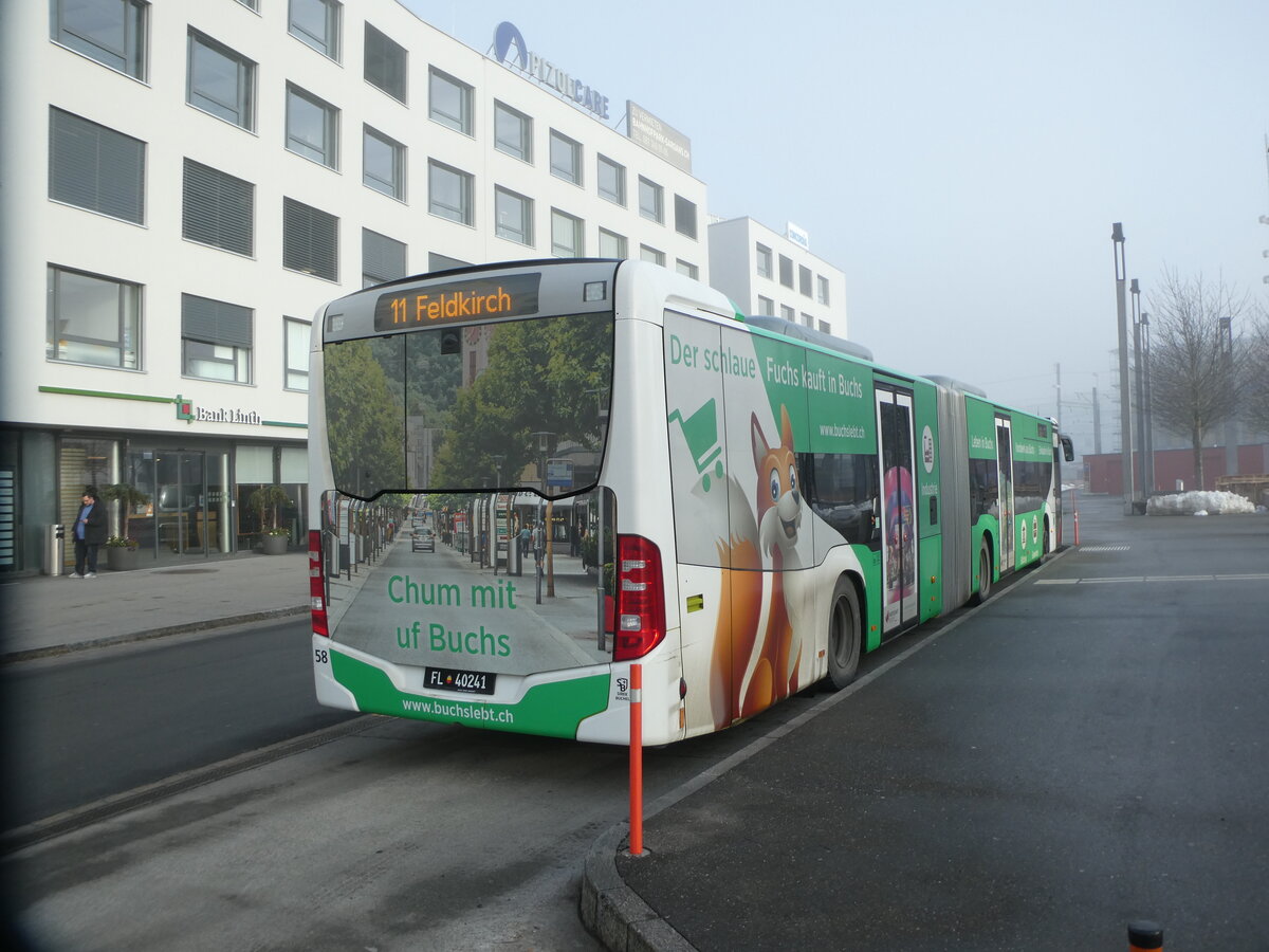 (231'292) - Aus Liechtenstein: BOS PS Anstalt, Vaduz - Nr. 599/FL 40'241 - Mercedes (ex PLA Vaduz Nr. 58; ex PLA Vaduz Nr. 56) am 15. Dezember 2021 beim Bahnhof Sargans