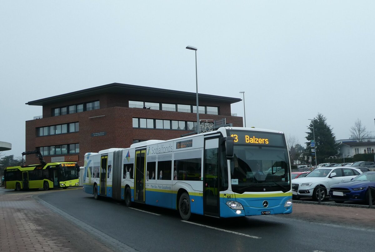 (231'306) - BOS PS Anstalt, Vaduz - Nr. 596/FL 40'238 - Mercedes (ex PLA Vaduz Nr. 66) am 15. Dezember 2021 beim Bahnhof Schaan