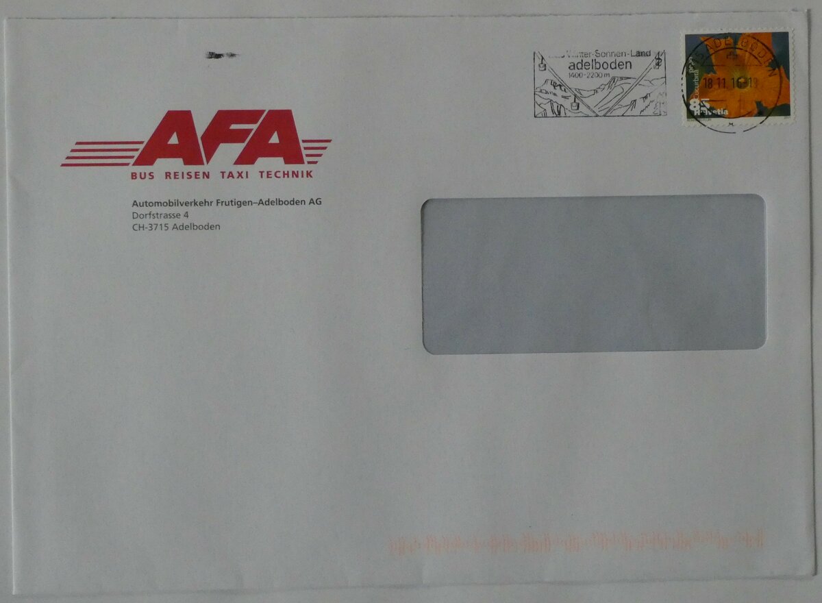 (231'777) - AFA-Briefumschlag vom 18. November 2016 am 3. Januar 2022 in Thun