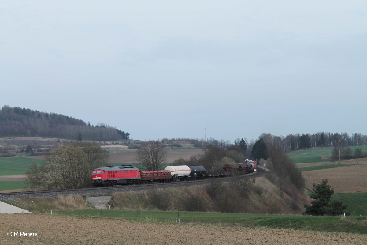 232 117-2 mit dem EZ 51750 Nürnberg - Leipzig Engelsdorf Frankenwald Umleiter bei Lengenfeld. 01.04.14