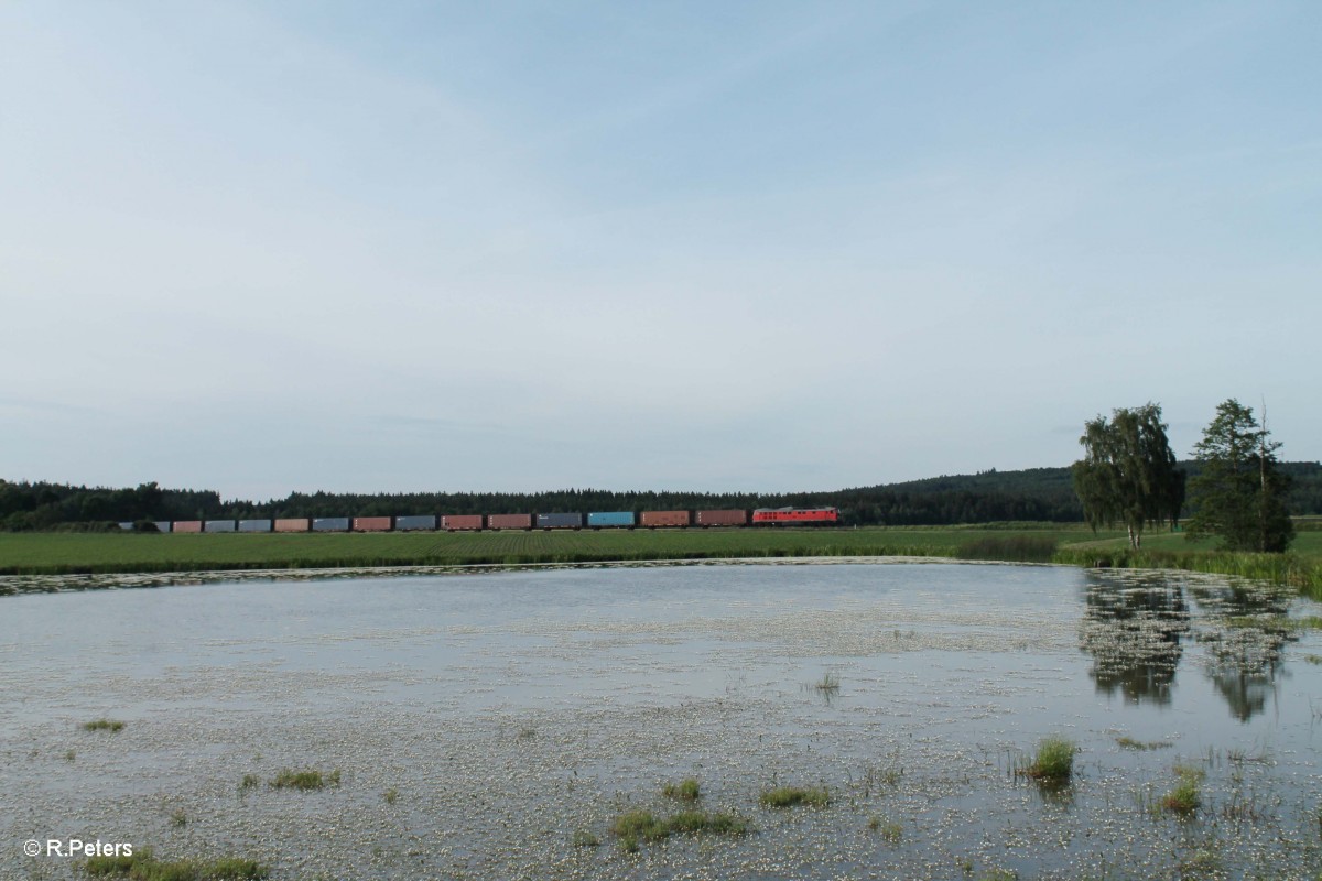 232 280 zieht bei Oberteich den KT 47380  Altenschwander  BMW Containerzug, Furth im Wald umleiter bei Oberteich. 17.06.15