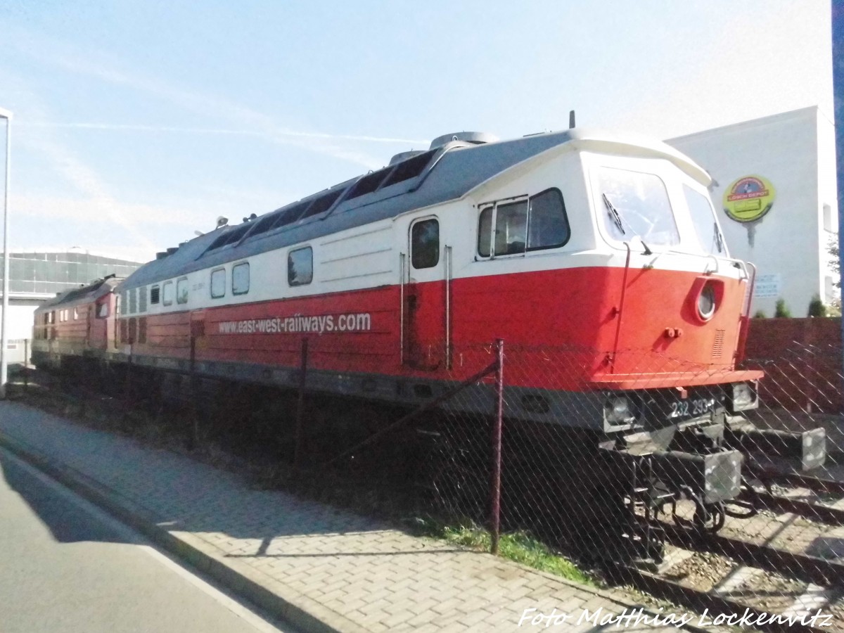 232 293 der EBS und im Hintergrund die Spenderlok 232 182 auf dem LEG Gelnde in Delitzsch am 2.8.15