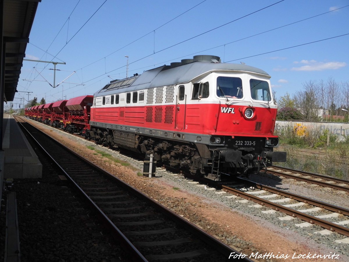 232 333 der WFL im Bahnhof Delitzsch unt Bf am 2.5.16