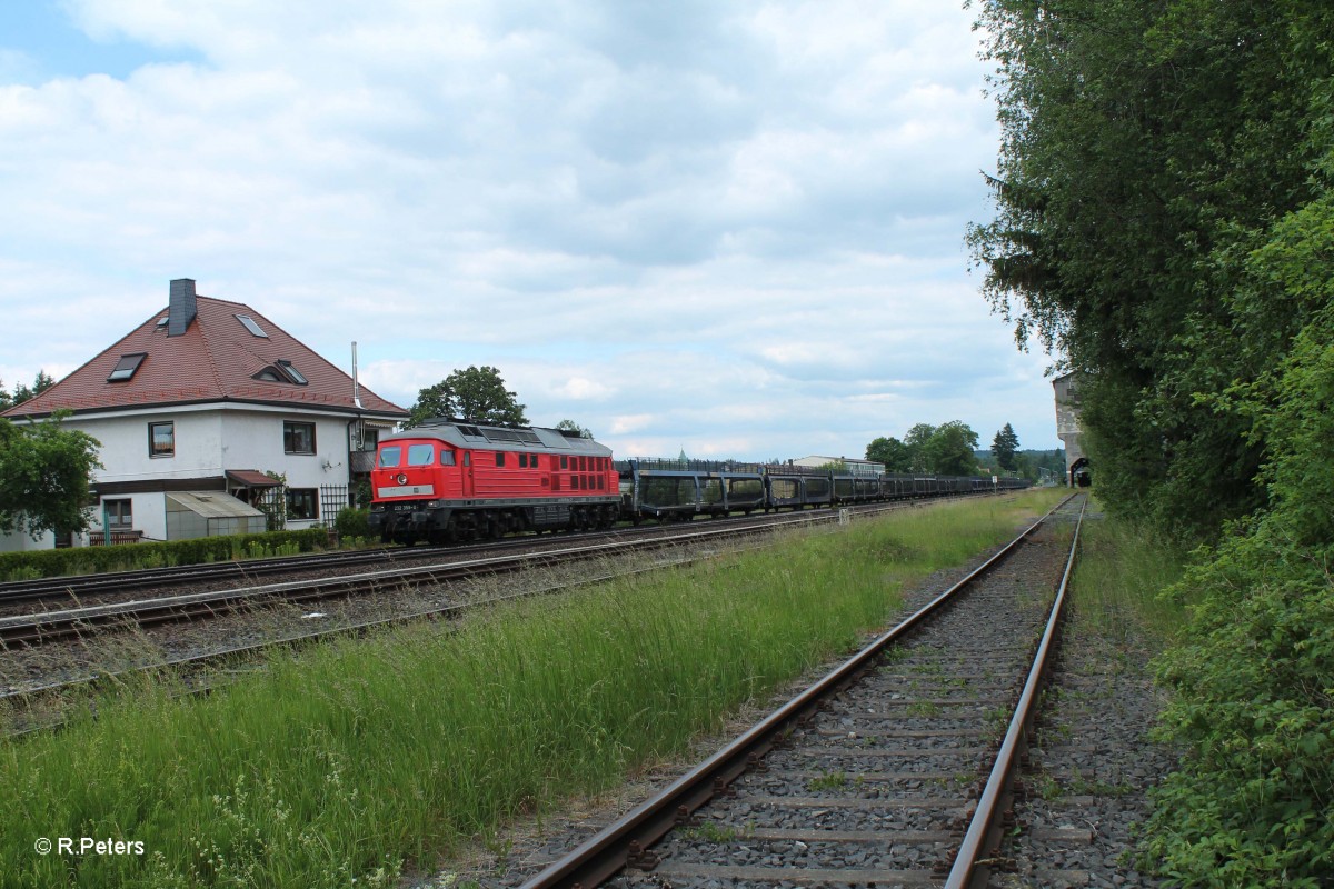 232 359-0 durchfährt Pechbrunn mit dem GA 49967 Gefco Leerautozug NNR - XTCH. 16.06.15