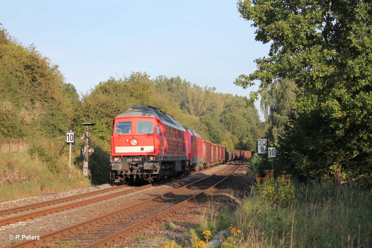 232 388-9 + 185 219 mit dem Frankenwaldumleiter 51750 Nürnberg - Leipzig Engelsdorf beim Vorsignal von Reuth bei Erbendorf. 16.09.14