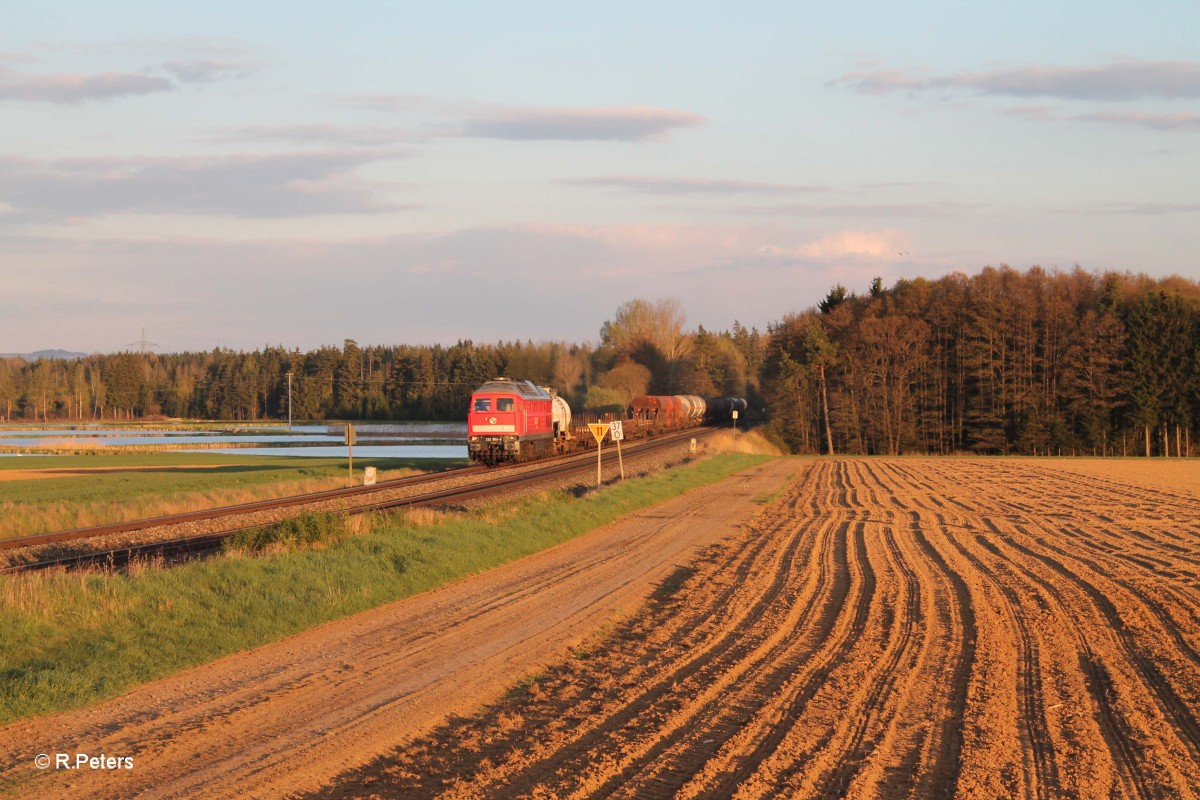 232 654-4 zieht im letzten Abendlicht den 51750 Frankenwald Umleiter Nürnberg - Leipzig Engelsdorf bei Oberteich. 16.04.14