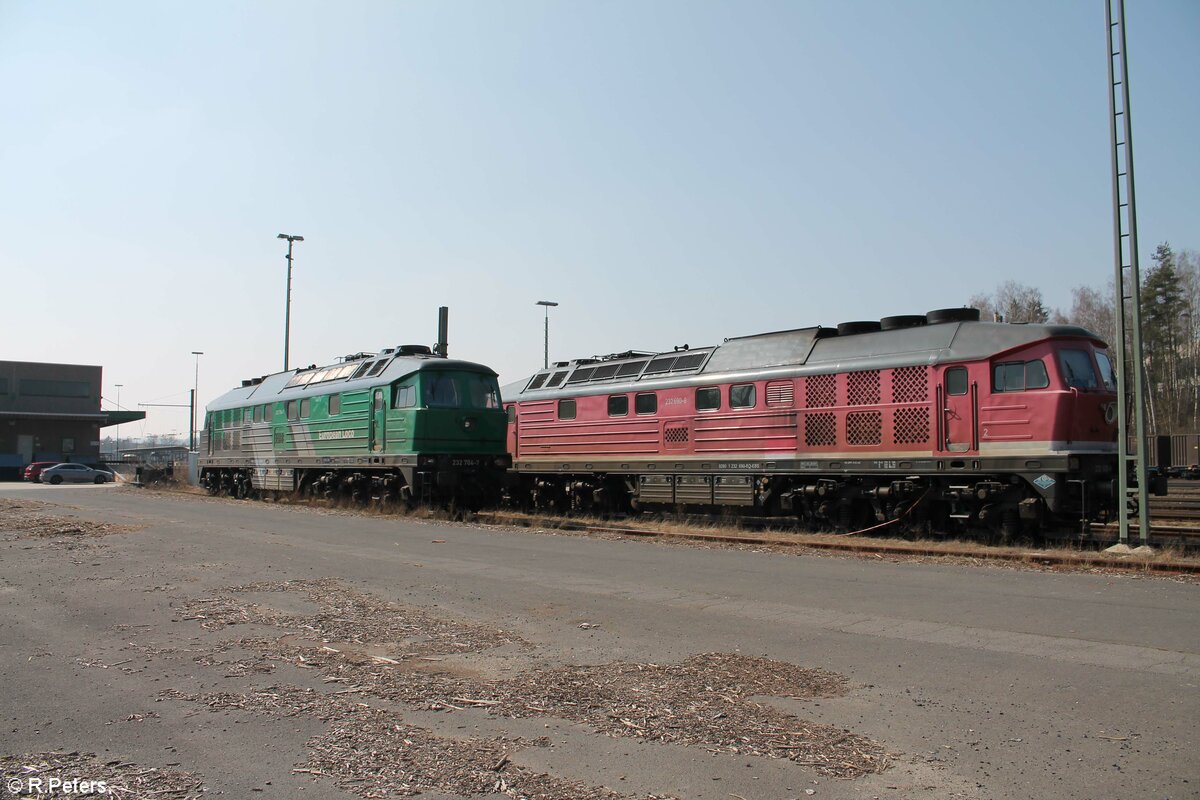 232 704 von SkinestRail und 232 690 der EBS in Marktredwitz. 25.03.22