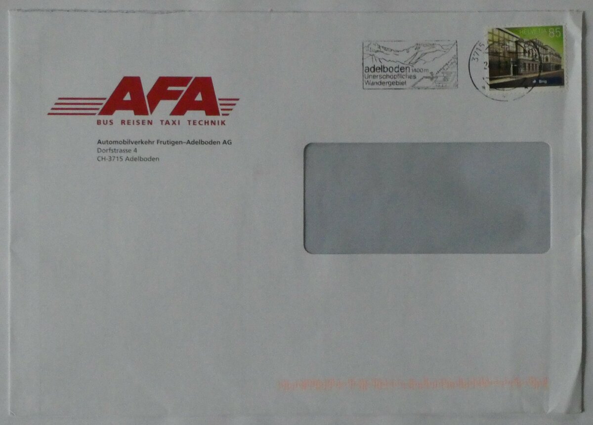 (232'033) - AFA-Briefumschlag vom 24. August 2017 am 16. Januar 2022 in Thun