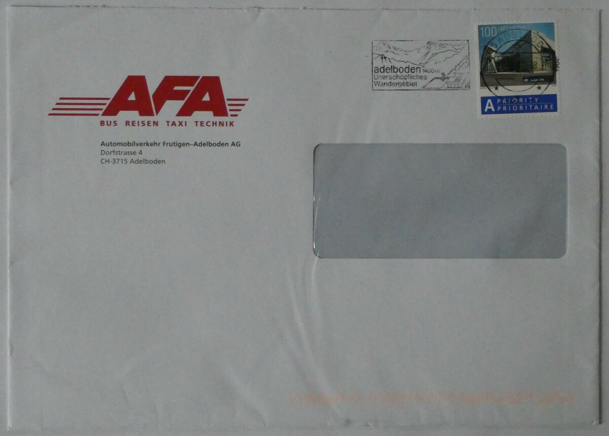 (232'034) - AFA-Briefumschlag vom 16. September 2017 am 16. Januar 2022 in Thun